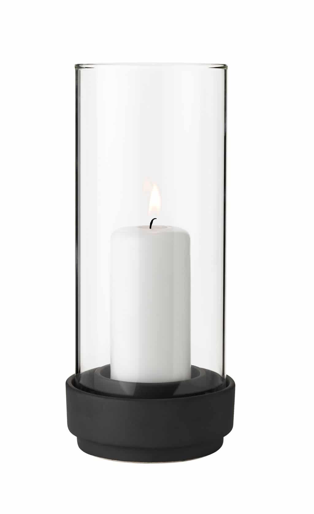 Stelton Hurricane Windlicht Laterne schwarz Steinzeug Glas klar