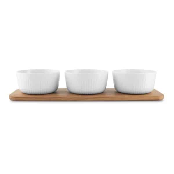 Eva Solo Eva Trio Legio Nova Tapas Snack Set Porzellan weiß Eiche Holz Design Dänemark Skandinavien