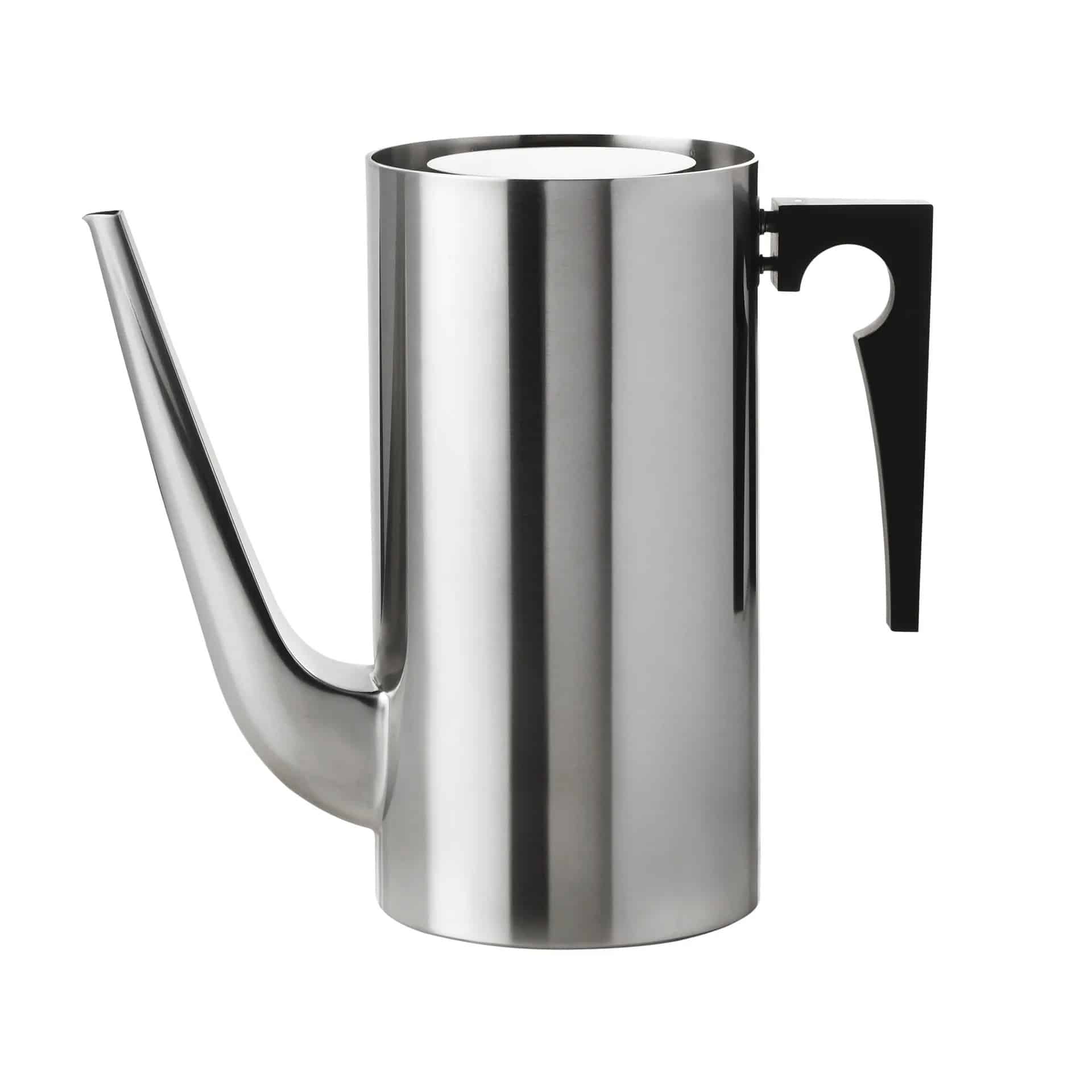 Stelton Arne Jacobsen AJ Cylinda Line Kaffeekanne 1,5 l Metall silber schwarz Design dänisch